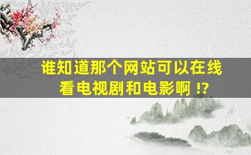 谁知道那个网站可以在线看电视剧和电影啊 !?