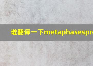 谁翻译一下metaphasespreads
