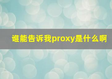 谁能告诉我proxy是什么啊