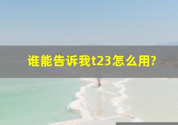 谁能告诉我t23怎么用?