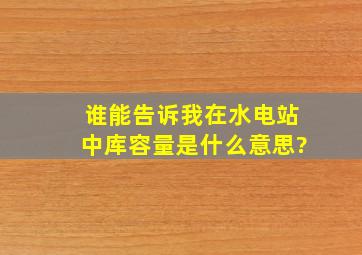 谁能告诉我在水电站中库容量是什么意思?