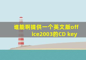 谁能啊提供一个英文版office2003的CD key