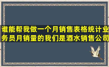 谁能帮我做一个月销售表格,统计业务员月销量的,我们是酒水销售公司