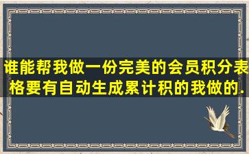 谁能帮我做一份完美的会员积分表格,要有自动生成累计积的。我做的...