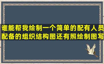 谁能帮我绘制一个简单的配有人员配备的组织结构图,还有照绘制图写...