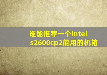 谁能推荐一个intel s2600cp2能用的机箱