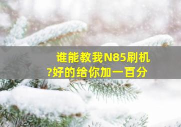 谁能教我N85刷机?好的给你加一百分