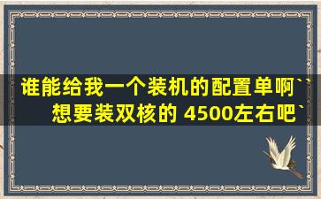 谁能给我一个装机的配置单啊``想要装双核的 4500左右吧`