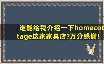 谁能给我介绍一下homecottage这家家具店?万分感谢!