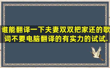 谁能翻译一下夫妻双双把家还的歌词,不要电脑翻译的,有实力的试试,...