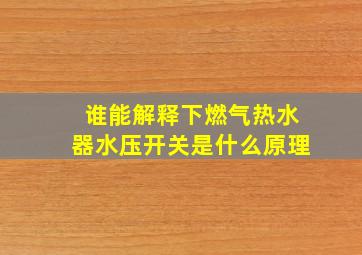 谁能解释下燃气热水器水压开关是什么原理