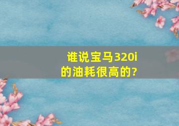 谁说宝马320i 的油耗很高的?