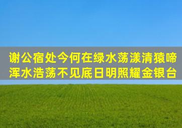 谢公宿处今何在,绿水荡漾清猿啼。浑水浩荡不见底,日明照耀金银台。