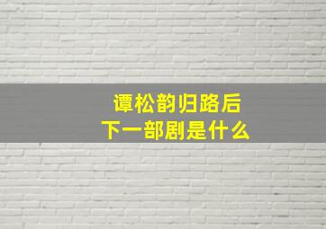 谭松韵归路后下一部剧是什么