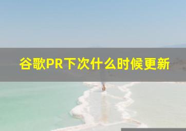 谷歌PR下次什么时候更新