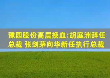 豫园股份高层换血:胡庭洲辞任总裁 张剑、茅向华新任执行总裁