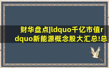 财华盘点|“千亿市值”新能源概念股大汇总!总有“一款”适合你