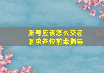 账号应该怎么交易啊,求各位前辈指导