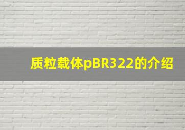 质粒载体pBR322的介绍