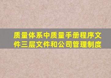 质量体系中,质量手册,程序文件,三层文件和公司管理制度