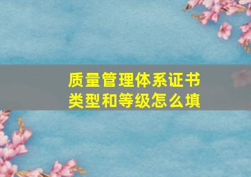 质量管理体系证书类型和等级怎么填