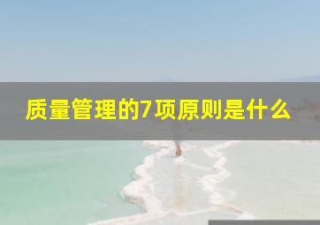 质量管理的7项原则是什么