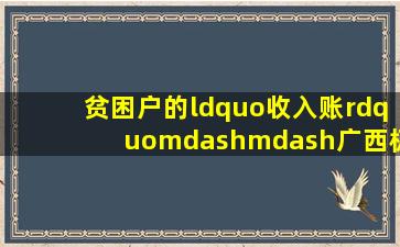 贫困户的“收入账”——广西极贫县隆林各族自治县见闻 