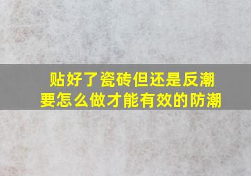 贴好了瓷砖但还是反潮要怎么做才能有效的防潮(