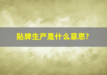 贴牌生产是什么意思?