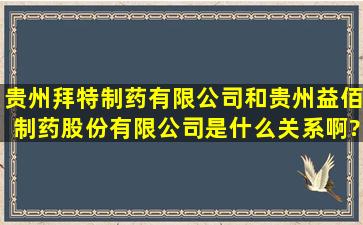 贵州拜特制药有限公司和贵州益佰制药股份有限公司是什么关系啊?