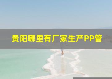 贵阳哪里有厂家生产PP管