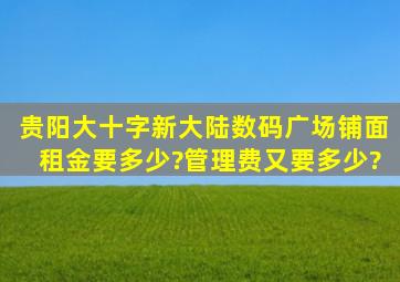 贵阳大十字新大陆数码广场铺面租金要多少?管理费又要多少?