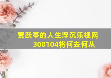 贾跃亭的人生浮沉,乐视网(300104)将何去何从 