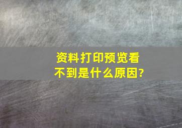 资料打印预览看不到是什么原因?