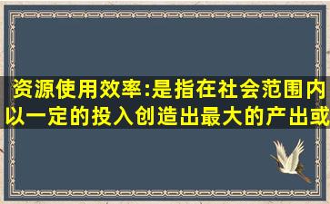 资源使用效率:是指在社会范围内以一定的投入创造出最大的产出或以...