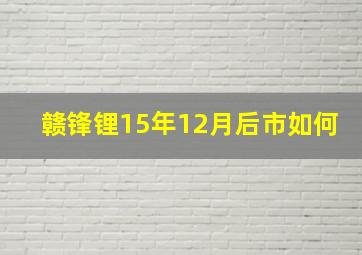 赣锋锂15年12月后市如何