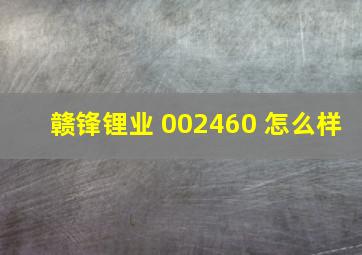 赣锋锂业 002460 怎么样