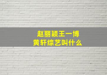 赵丽颖王一博黄轩综艺叫什么