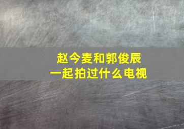 赵今麦和郭俊辰一起拍过什么电视