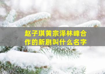 赵子琪、黄宗泽、林峰合作的新剧叫什么名字