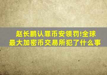 赵长鹏认罪,币安领罚!全球最大加密币交易所犯了什么事