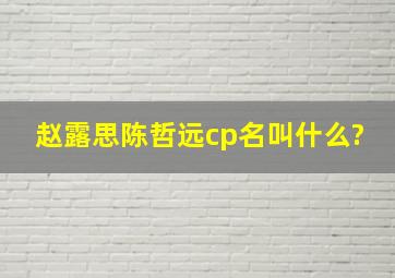 赵露思陈哲远cp名叫什么?