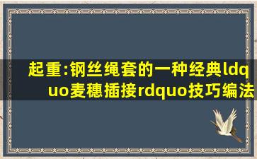 起重:钢丝绳套的一种经典“麦穗插接”技巧,编法简单易学|绳结|视频教 ...