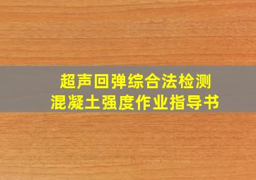 超声回弹综合法检测混凝土强度作业指导书