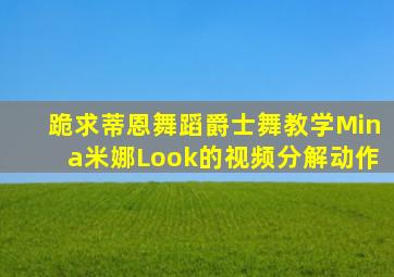 跪求,蒂恩舞蹈爵士舞教学Mina(米娜)Look的视频分解动作