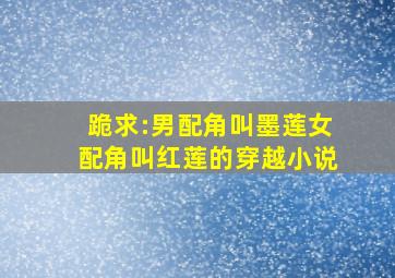 跪求:男配角叫墨莲,女配角叫红莲的穿越小说