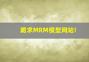 跪求MRM模型网站!