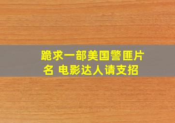 跪求一部美国警匪片名 电影达人请支招 