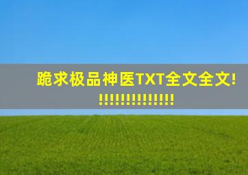 跪求极品神医TXT全文全文!!!!!!!!!!!!!!!