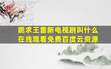 跪求王雷新电视剧叫什么,【在线观看】免费百度云资源